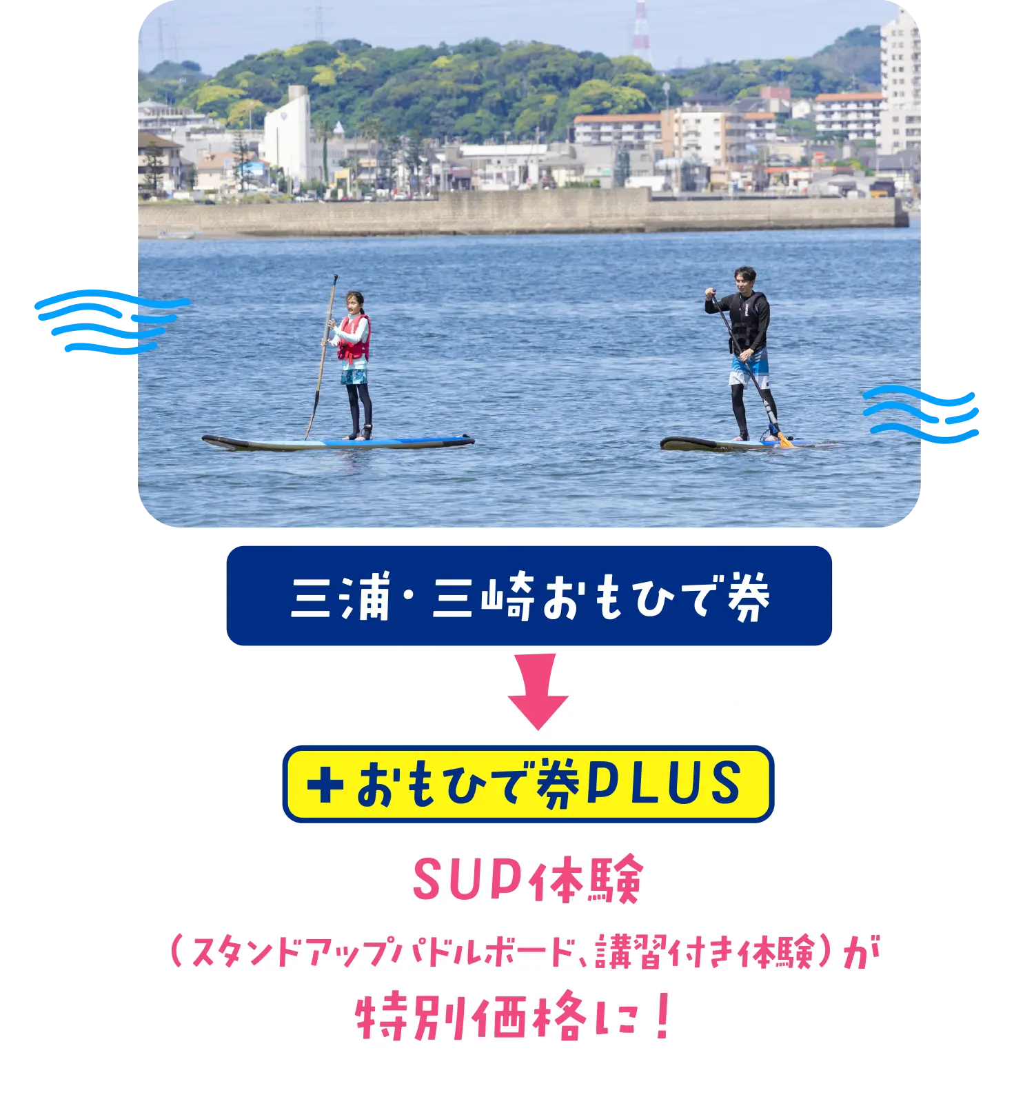 SUPを体験する父と娘